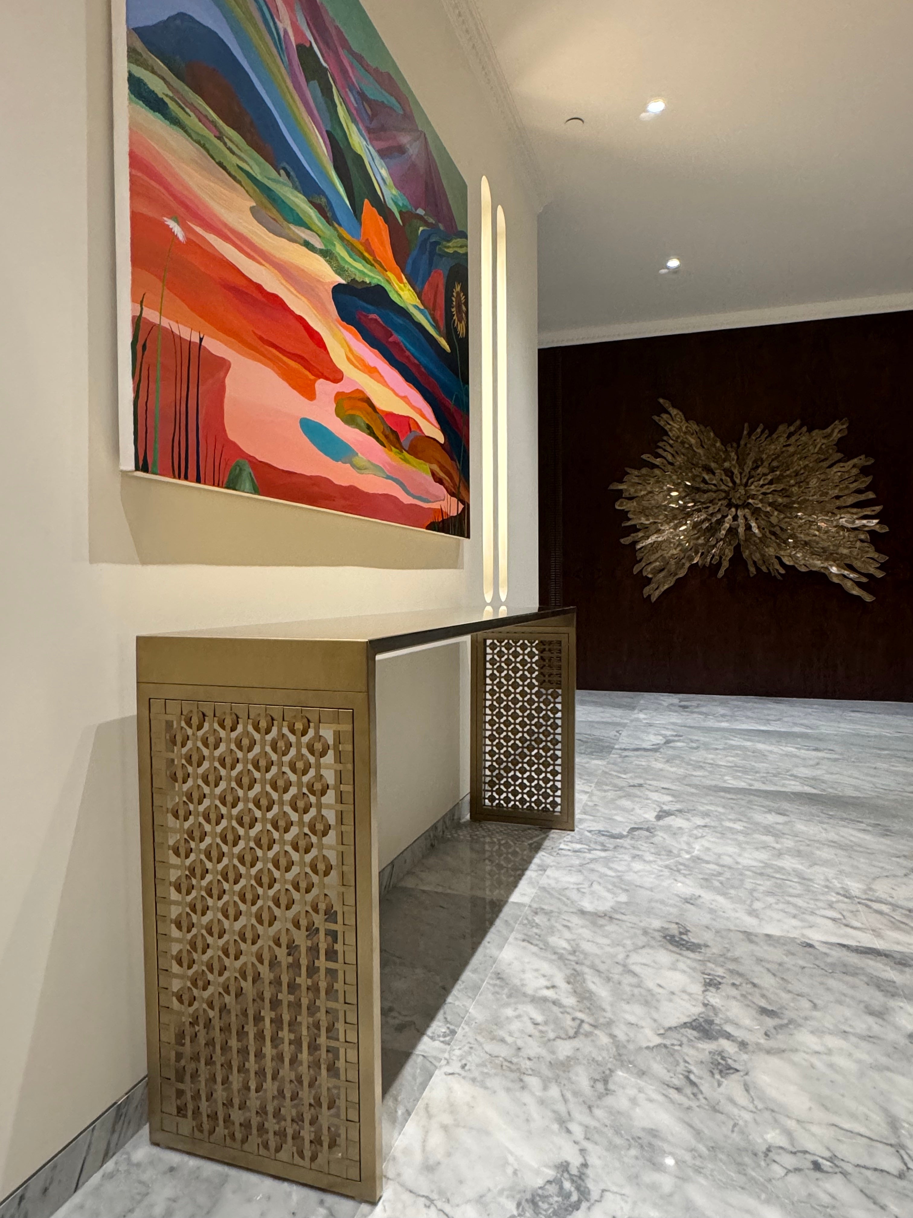 Leather & Metal Console Table