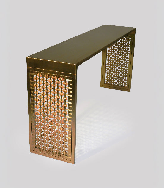 Leather & Metal Console Table